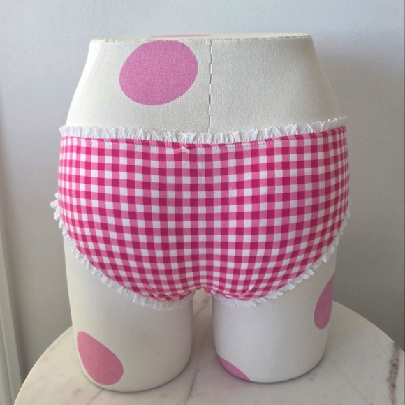 Victoria's Secret Vintage Plaid Low Rise Pink Hiphugger Panty Ruffle Trim NWT - Picture 4 of 12